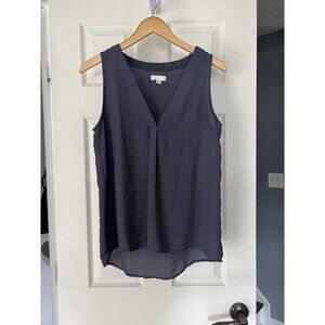 14th & Union Navy Sleeveless Blouse V Neck Pleated Front Work Top Women’s Size S